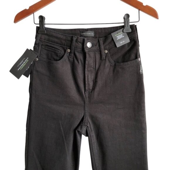 Silver Jeans Infinite Fit High Rise Straight Leg Jeans Sz Small Black Denim NWT - Picture 3 of 13